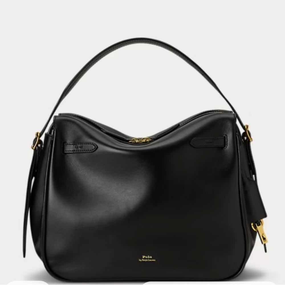 Polo by Ralph Lauren Black Shoulder Bag with Gold Accents